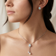 925 Sterling Silver Necklace with Earring Set Studded With Cubic Zircons